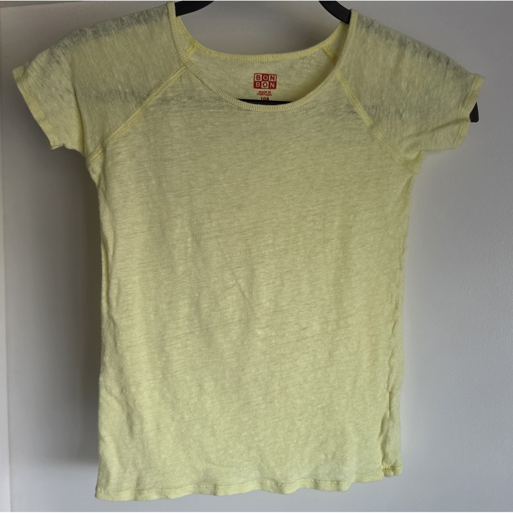 BON Kids T-Shirt Size 10A Yellow Short Sleeve Round Neck Solid Tee Top
